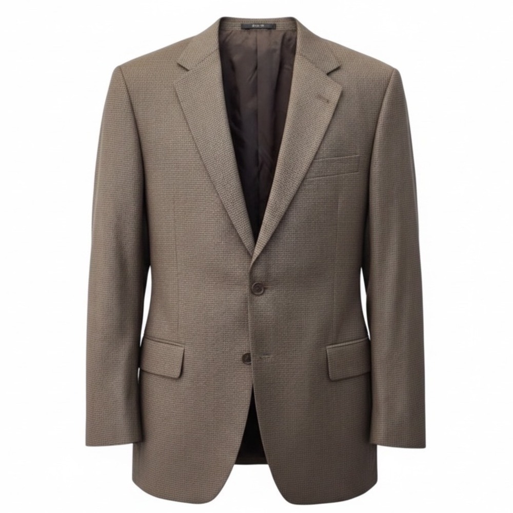 Joseph Abboud Collection Sport Coat Blazer Mens 42R Brown‎ Houndstooth 2 Btn